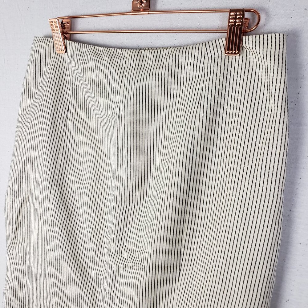 Lauren Ralph Lauren Pinstripe Skirt Flounce Pencil Mermaid Cotton Linen size 4 - Picture 4 of 9